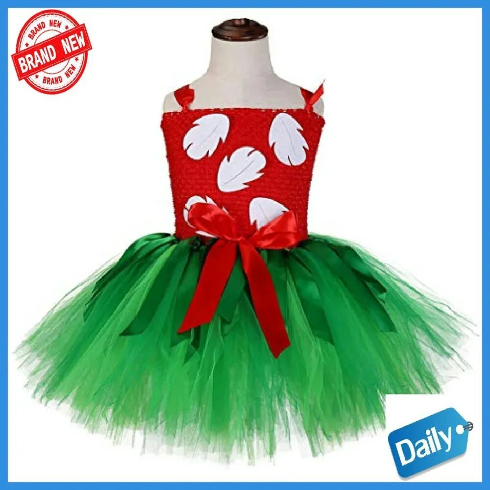 Girls Hawaiian Tutu Dress with Headband and Wristband 1-10Y